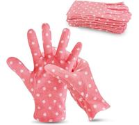 12 pares de guantes 100% algodón de primera calidad, manos secas y eccema, loción nocturna y tratamiento de spa para mujeres y hombres, reutilizables, patrón floral (rosa)