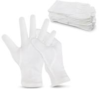 12 pares de guantes 100% algodón de primera calidad, manos secas y eccema, loción nocturna y tratamiento de spa para mujeres y hombres, reutilizables, patrón floral (blanco)