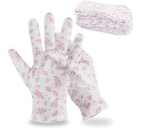 12 pares de guantes 100% algodón de primera calidad, manos secas y eccema, loción nocturna y tratamiento de spa para mujeres y hombres, reutilizables, patrón floral (floral)