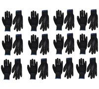 12 pares de guantes de trabajo de nailon negro revestidos de poliuretano. Guantes AJS Workwear Ltd para jardinería, construcción y mecánica