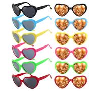 12 Pares Gafas Corazon, Gafas de Difracción con Corazón, Gafas Corazónde Fiesta, 3D GafaS Corazón de Difracción para Raves, Festival de Música y Fiesta de Disfraces
