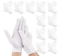 12 Pares Guantes Blancos Algodon, Guantes Algodon Dermatologicos, Manoplas de Trabajo Blanco para Cuidado de la Piel, Inspección de Joyas, Reparación de Autos