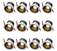 12 Pcs 30° Adjustable Illumination Angle Downlight Black Aluminum Led Ceiling Spot Light 10W 3 Colors Dimmable Spotlight Led Recessed Downlight Indoor,