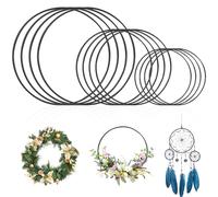 12 Pcs Atrapasueños Manualidades Aro 10cm 15cm 20cm Aros Atrapasueños de Metal,Aros de Metal para Manualidades para Anillos Macramé (negro)