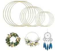 12 Pcs Atrapasueños Manualidades Aro 10cm 15cm 20cm Aros Atrapasueños de Metal,Aros de Metal para Manualidades para Anillos Macramé (oro)