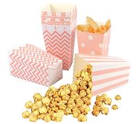 12 PCS Cajas Palomitas, Contenedor de Dulces, Bolsas de Fiesta, Mini Caja de Fiesta de Palomitas Rayas y Puntos Ondulados, Cajas De Dulces Para Fiestas De Navidad Y Cumpleaños (Rosa)
