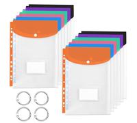 12 Pcs Carpetas Plastico A4 con Anillas, Folders Transparentes A4, Carpeta de Plastico A4Carpetas de Documento Transparentes Impermeables para Organizar Documentos, con 4 Anillos de Encuadernación