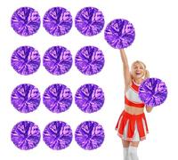 12 Pcs Cheerleading Pom Poms,13.7inch Cheerleader Pompoms with Four finger payment,Fit for Team Spirit Sports Dance Cheering (purple)