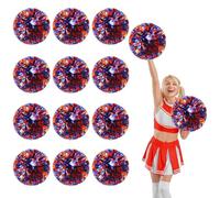 12 Pcs Cheerleading Pom Poms,13.7inch Cheerleader Pompoms with Four finger payment,Fit for Team Spirit Sports Dance Cheering (Bronze and Blue)