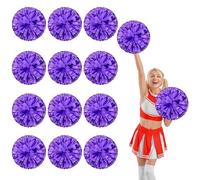 12 Pcs cheerleading poms,13.7inch pom poms cheerleading with Finger Holes Cheer Pom Pomsfor Dance, Matches, Team Spirit Sports (Purple)