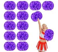 12 Pcs cheerleading poms,14.57inch pom poms cheerleading with Handle style Cheer Pom Pomsfor Dance, Matches, Team Spirit Sports (purple)