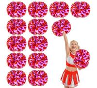 12 Pcs cheerleading poms,14.57inch pom poms cheerleading with Handle style Cheer Pom Pomsfor Dance, Matches, Team Spirit Sports (Bronze and purple)
