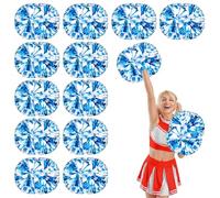 12 Pcs cheerleading poms,14.57inch pom poms cheerleading with Handle style Cheer Pom Pomsfor Dance, Matches, Team Spirit Sports (Lake Blue+White)