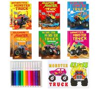 12 pcs mini libros para colorear monstruos a granel con bolígrafos pequeños libros de actividades con monster monster truck fiesta de regalos de cumpleaños