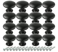 12 Pcs Negro Pomos y Tiradores, Tiradores para Cajones Redondos, Manijas de Puertas para Dormitorio, Cocina, Baño (30mm)