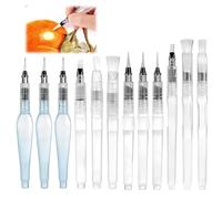 12 Pcs Pincel De Agua - Pinceles De Acuarela para Depósito De Agua (6 Puntiagudos + 6 Planos), De Alta Precisión, Ideales para Principiantes Y Artistas, Pintura De Acuarela, Mezcla De Colores