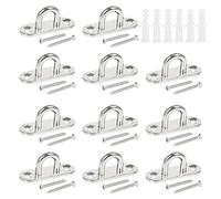 12 PCS Placa de Ojo Acero Inoxidable 304, Placas de Ojo con 2 Orificios,Gancho de Almohadilla de Oja,Placa de Ojo Pared,Pueden Contener Hasta 150-200 KG,con 24 Tornillos (5 mm)