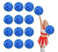 12 Pcs pom poms cheer,13.7inch pom poms cheerleading with Finger Holes Cheer Pom Pomsfor Dance, Matches (Mixed Blue)