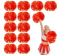 12 Pcs pom poms cheer,14.57inch pom poms cheerleading with Handle style Cheer Pom Pomsfor Dance, Matches (bronze)