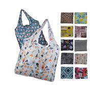 12 Pcs Reusable Patterned Foldable Shopping Tote Bags - Washable Grocery Bags for Daily Use, Beach, and Reliable Shopping Experience