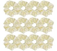 12 Pcs Satin Silk Hair Scrunchies Soft Hair Ties Fashion Hair Bands Hair Bow Ropes Hair Elastic Bracelet Ponytail Holders Hair Accessories for Women and Girls (4.5 Inch, Light Yellow)