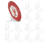 12 Pcs Soportes para Placas, Soportes para Platos Decorativos en Acrílico Transparentes, Soportes Espositori Caballete de Exhibición Regolabile para Libros/Marcos de Fotos/CD - 11,5x11x6 cm