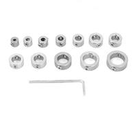 12 Pcs Stainless Steel Drill Depth Stop Bit Collar Set, Drill Bit Depth Stop Collars with Hex Wrench, Screw Type Drilling Limit Rings for High Carbon Steel Bits, Precision Position