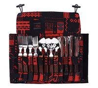 12 Pcs Stainless Steel Wooden Handle Tableware Set, Camping Cutlery for 4 Persons, Outdoor Picnic Barbecue Utensils with Chopsticks Forks Spoons, Includes Oxford Carry Bag for Trav