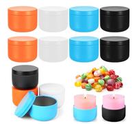 12 Pcs Tarros para Velas, Tarro para Velas con Tapa, Tarros de Vacíos Vela, Contenedores de Vela Vacíos, Pequeñas Latas de Té para Lociones, Cremas, Hojas Sueltas, Hierbas, Café, Té (4 Tamaños)