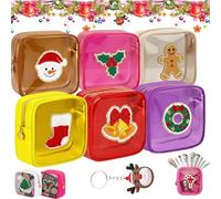 12 Pcs Xmas Mini Zippered Pouch, 2026 New Xmas Mini Zippered Pouch, Pouchs Daily Use Storage Purse, for Xmas, New Year, Travel Women Gifts (6PCS-2)