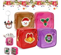 12 Pcs Xmas Mini Zippered Pouch, 2026 New Xmas Mini Zippered Pouch, Pouchs Daily Use Storage Purse, for Xmas, New Year, Travel Women Gifts (4PCS-1)