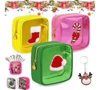 12 Pcs Xmas Mini Zippered Pouch, 2026 New Xmas Mini Zippered Pouch, Pouchs Daily Use Storage Purse, for Xmas, New Year, Travel Women Gifts (3PCS-1)