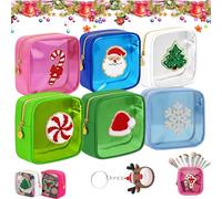 12 Pcs Xmas Mini Zippered Pouch, 2026 New Xmas Mini Zippered Pouch, Pouchs Daily Use Storage Purse, for Xmas, New Year, Travel Women Gifts (6PCS-1)