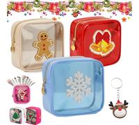 12 Pcs Xmas Mini Zippered Pouch, 2026 New Xmas Mini Zippered Pouch, Pouchs Daily Use Storage Purse, for Xmas, New Year, Travel Women Gifts (3PCS-3)