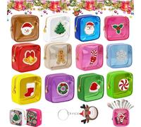 12 Pcs Xmas Mini Zippered Pouch, 2026 New Xmas Mini Zippered Pouch, Pouchs Daily Use Storage Purse, for Xmas, New Year, Travel Women Gifts (12PCS)