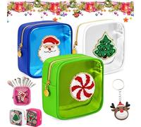 12 Pcs Xmas Mini Zippered Pouch, 2026 New Xmas Mini Zippered Pouch, Pouchs Daily Use Storage Purse, for Xmas, New Year, Travel Women Gifts (3PCS-2)