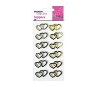 12 pegatinas 3D - Corazones dorados y plateados