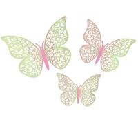 12 pegatinas adhesivas 3D con diseño de mariposas, color rosa iridiscente