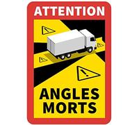 12 pegatinas Attention Angles Morts, 25 x 17 cm, para camiones y caravanas, cartel de advertencia para Francia con protección UV, para uso en exteriores de STROBO