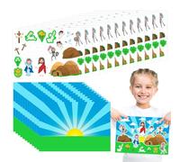 12 pegatinas de Pascua: Juego De Pegatinas Para Escenas De Pascua, Crea Tu Creación Con Jesús | Juegos Bíblicos En Interior, Actividades De Aprendizaje Cristiano, Diversión Durante Las Vacaciones