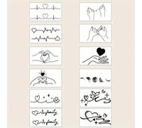 12 pegatinas de tatuajes herbales semipermanentes - Diseños románticos de amor para , impermeables y no reflectantes, de 7 a 14 días, perfectas para muñeca, , cuello y clavícula, familiares y de