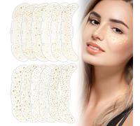 12 pegatinas de tatuajes temporales con purpurina resistentes al agua, estrellas doradas y puntos, fáciles de quitar, parches para Halloween, carnaval y fiestas