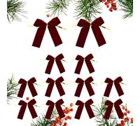 12 Pezzi Fiocchi Natalizi per Albero - 8,5 cm Fiocchi in Velluto | Decorazioni con Nastro Intrecciato per Regali E Ghirlande | Ornamenti per Matrimonio, Compleanno, Casa E Feste Di Natale