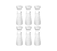12-piece Apron And Chef Hat Set, Adjustable Children's Apron with Pockets (white, Suitable for 2-6