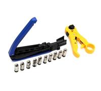 12-Piece Coaxial Cable Tool Set For RG59/6, Includes Stripper, Crimper, And 10 F-Connectors(12pc cable tool set)