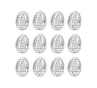 12-piece Easter mirror ball decoration egg-shaped mirror ball party reflective mirror ball (4.50X4.00X4.00CM, as shown in the picture)