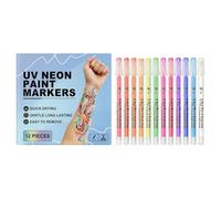 12-Piece Face and Body Paint Markers - Washable Temporary and Drawin | Convenient 12-Piece Vibrant Color Set for Creative Designs, Smooth and Easy Skin Application for DIY Art Projects, Washable