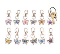 12-Piece Gradient Rainbow Butterfly Keychains | Resin Keyring Set For Gender Reveal, Birthday, Wedding, Party Favors And Valentine’s Day, 5cm Cute Colorful Key Holder