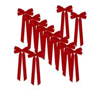 12-Piece Velvet Christmas Bows - Festive Bow Holiday Tree Ornaments | Decoration Set for Home Decor, Front Door, Office, Wreath, Staircase, Mantel, Wall, Garden, Backyard | Velvet Bow Decor