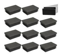 12 Pièces Bouchon Tube Carré 40x60MM Cache Tube en Plastique polyéthylène de qualité supérieure, Bouchon en Plastique Noir, pour Chaises, Canapés, Tables